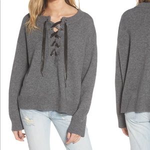 Rails Olivia Lace-Up Wool-Cashmere Sweater